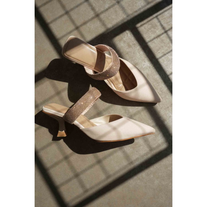 Nina Topuklu Bej Kadın Terlik