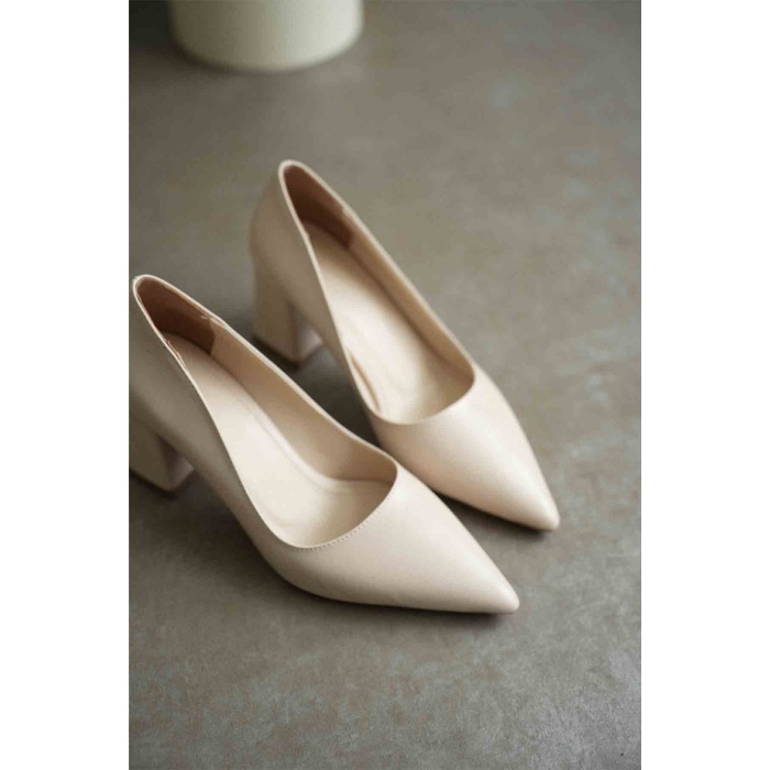 Valeria Bej Cilt Kadın Topuklu Ayakkabı