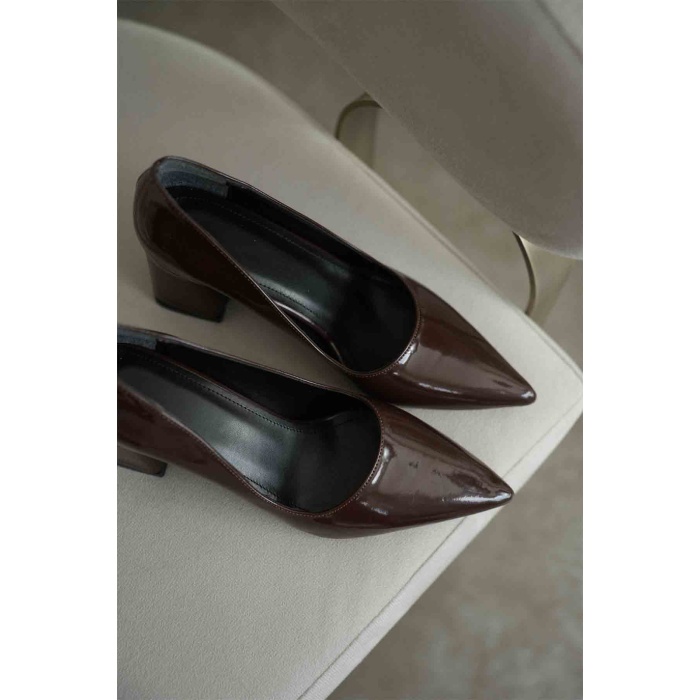 Valeria Acı Kahve Rugan Kadın Topuklu Ayakkabı