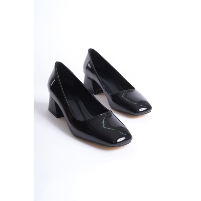 Clay Kadın Siyah Rugan Topuklu Ayakkabı