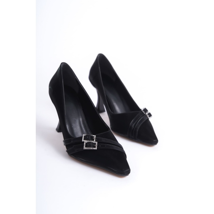 Maya Kadın Siyah Saten Topuklu Ayakkabı