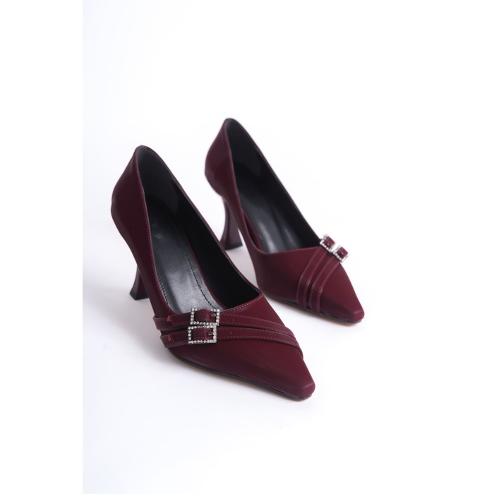 Maya Kadın Bordo Saten Topuklu Ayakkabı