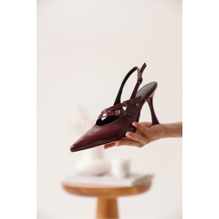 Lenora Kadın Bordo Rugan Topuklu Ayakkabı