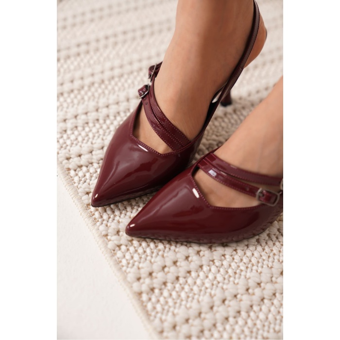 Lenora Kadın Bordo Rugan Topuklu Ayakkabı