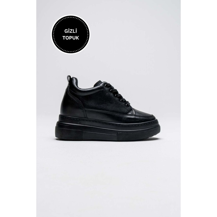 Lauren Kadın Gizli Topuk Mat Siyah Spor Ayakkabı