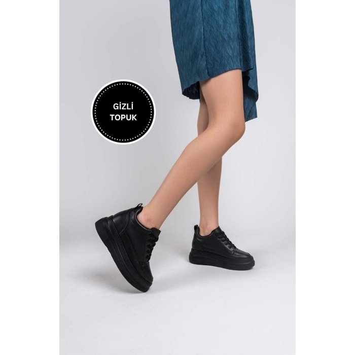 Lauren Kadın Gizli Topuk Mat Siyah Spor Ayakkabı