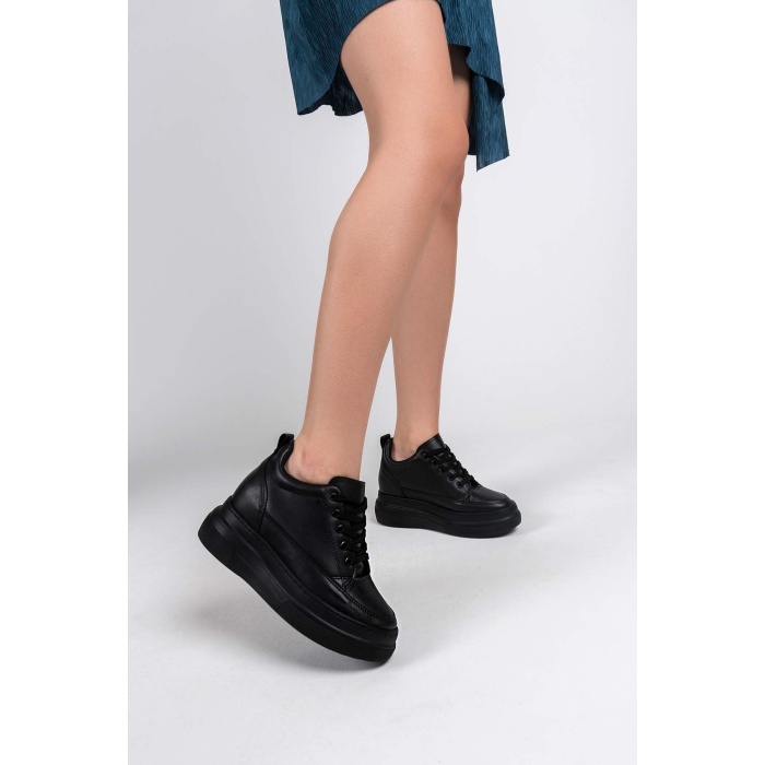 Lauren Kadın Gizli Topuk Mat Siyah Spor Ayakkabı