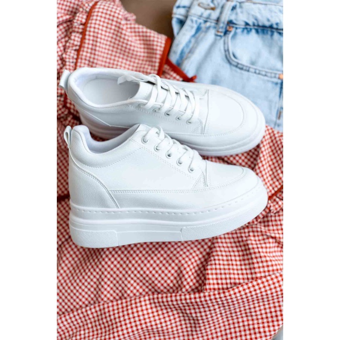 Lauren Kadın Gizli Topuk Mat Beyaz Spor Ayakkabı