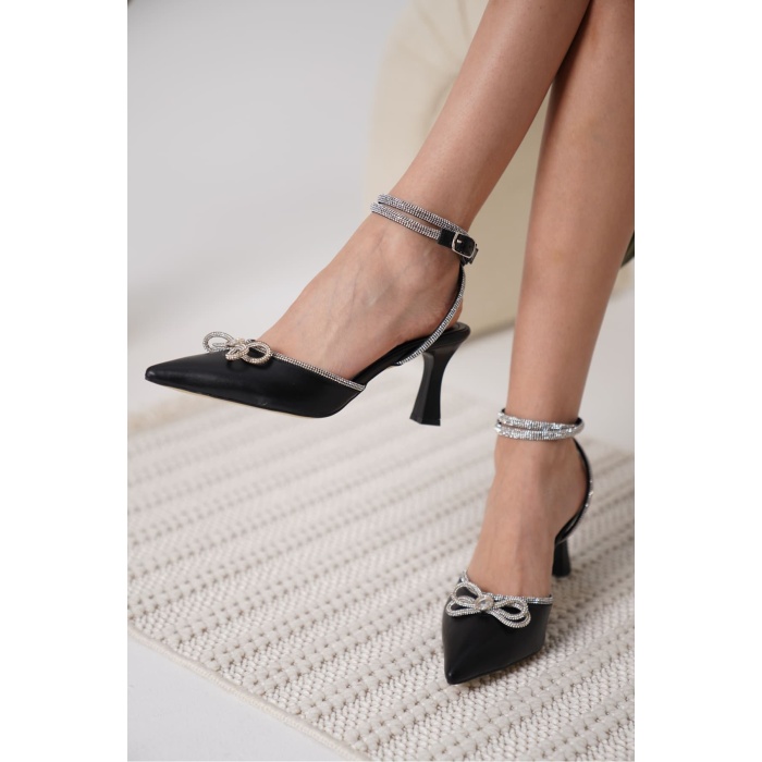 İrina Kadın Siyah Taşlı Topuklu Ayakkabı