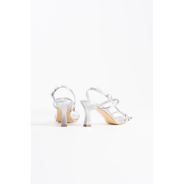 Monya Kadın Gümüş Topuklu Sandalet
