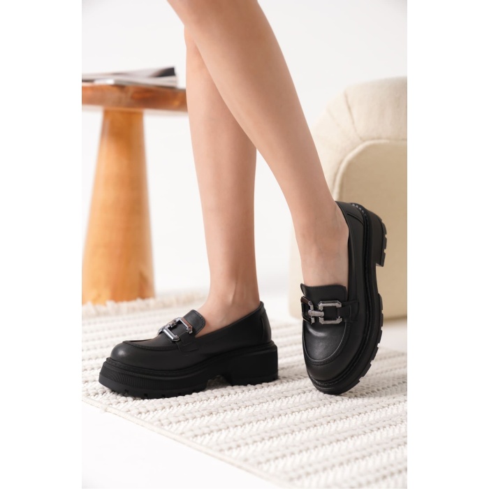 Terry Cilt Siyah Kadın Loafer