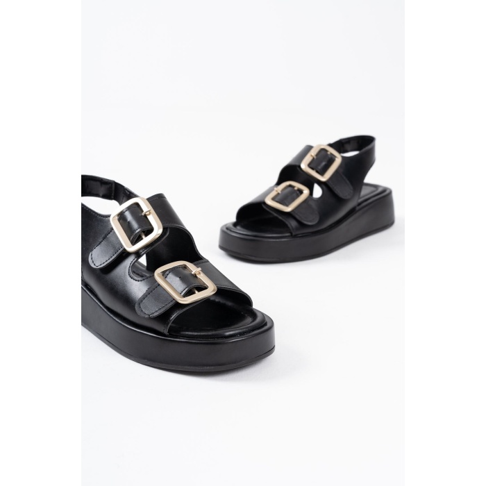 Shery Siyah Cilt Sandalet