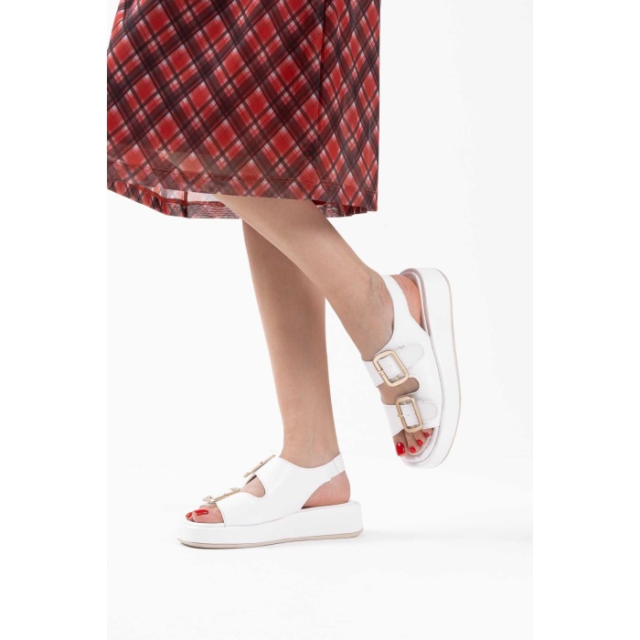 Shery Beyaz Cilt Sandalet
