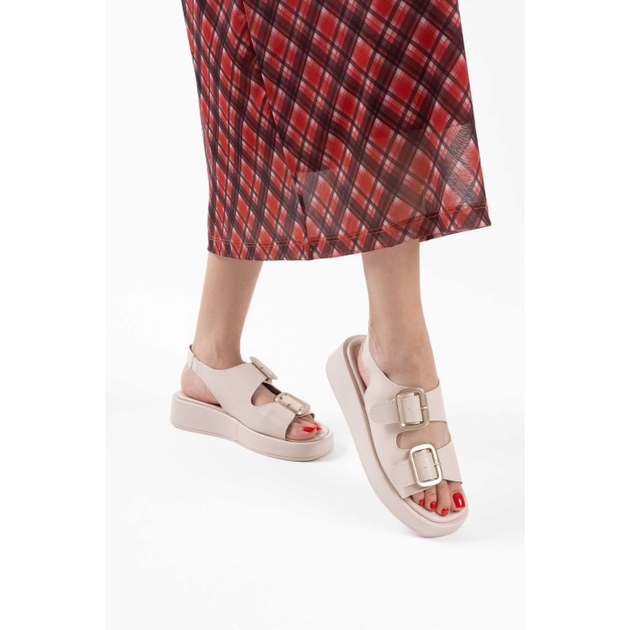 Shery Bej Cilt Sandalet