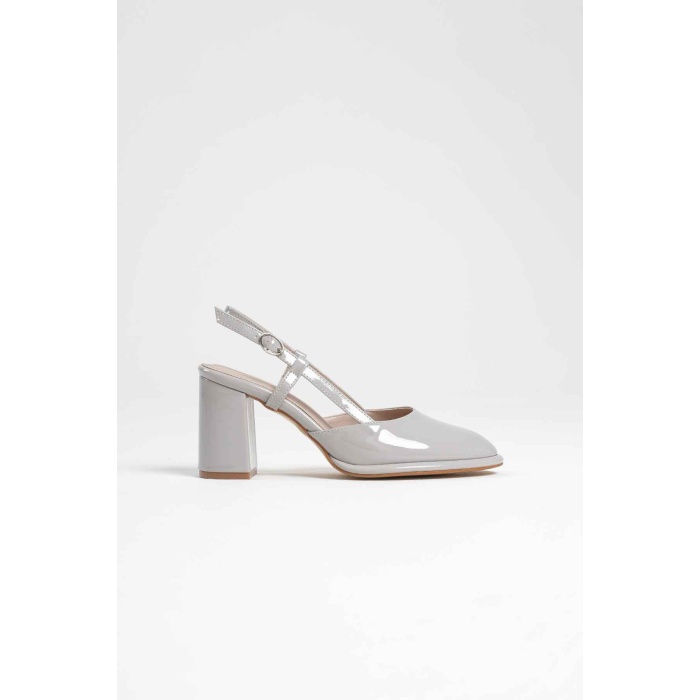 Denma Gri Rugan Kadın Topuklu Ayakkabı