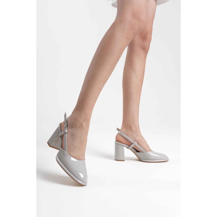 Denma Gri Rugan Kadın Topuklu Ayakkabı