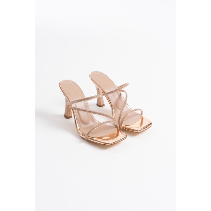 Capella Altın Taşlı Topuklu Kadın Terlik