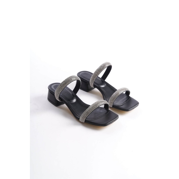 Stella Kalın Topuklu Siyah Kadın Terlik