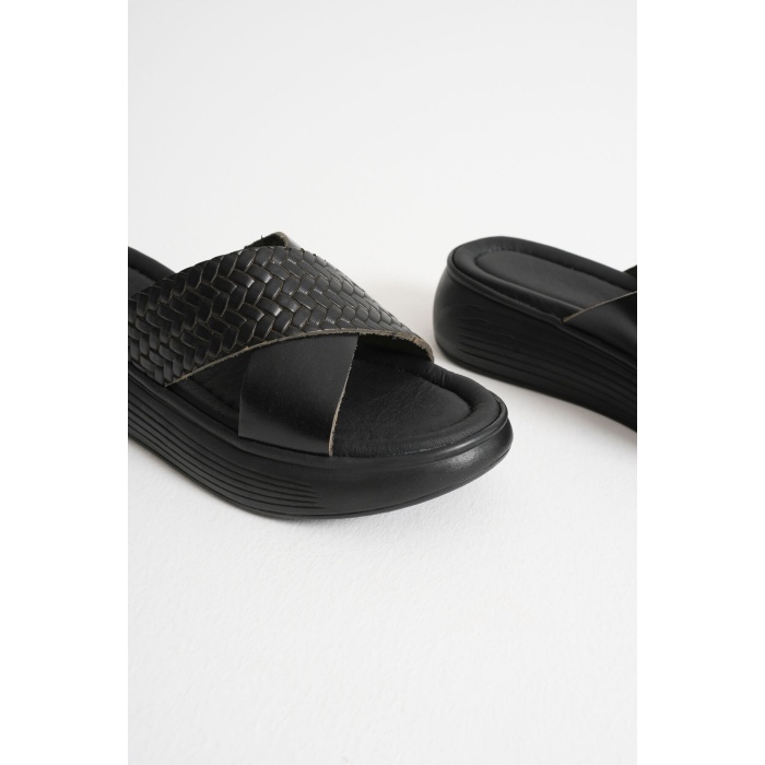 Fayn Siyah Hakiki Deri Terlik