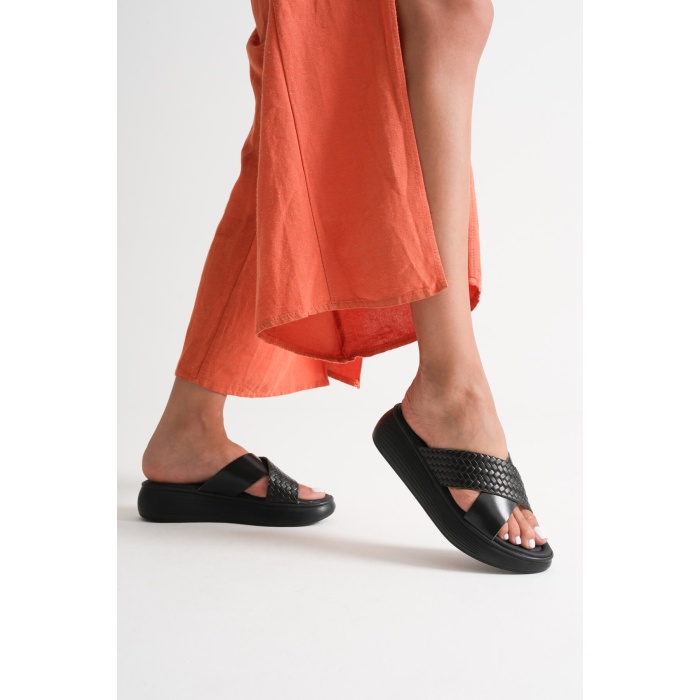 Fayn Siyah Hakiki Deri Terlik