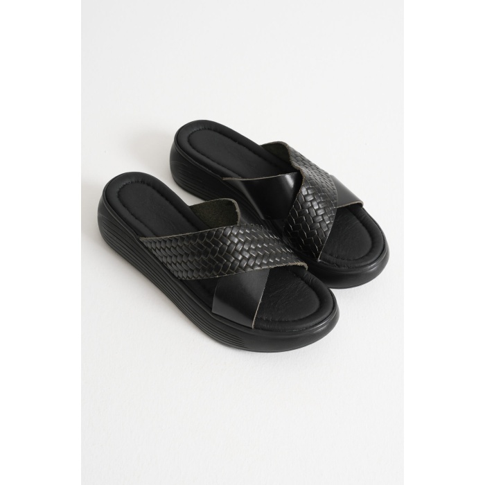 Fayn Siyah Hakiki Deri Terlik