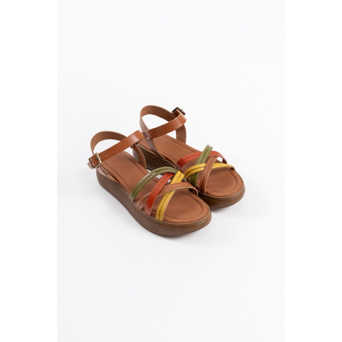 Bera Çok Renkli Hakiki Deri Sandalet