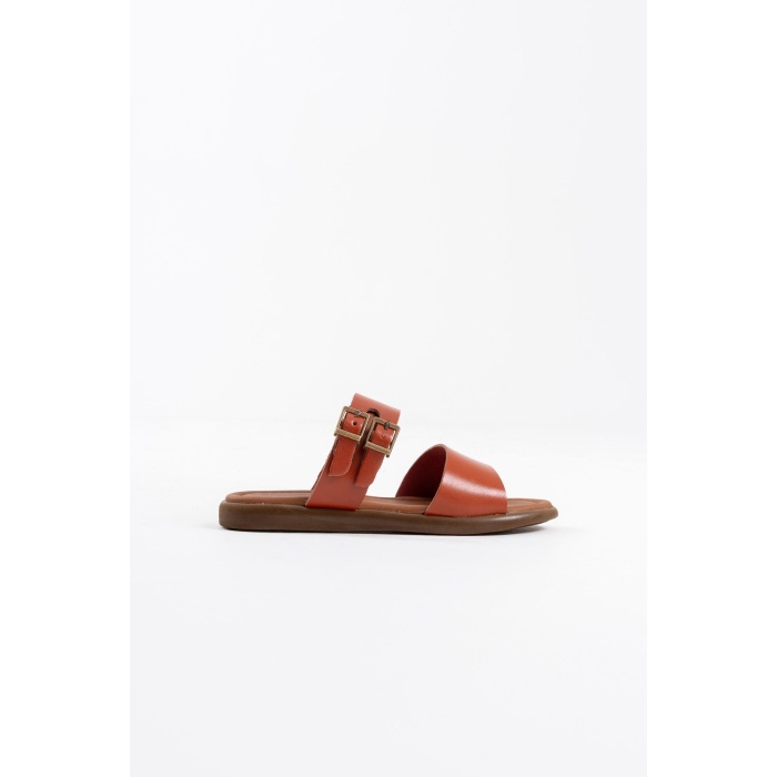 Kares Kiremit Hakiki Deri Terlik