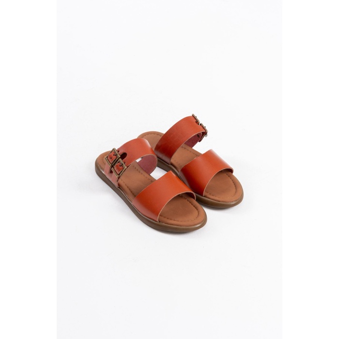 Kares Kiremit Hakiki Deri Terlik