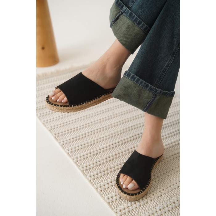 Grey Süet Siyah Kadın Terlik