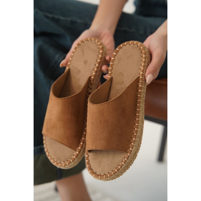 Grey Süet Taba Kadın Terlik