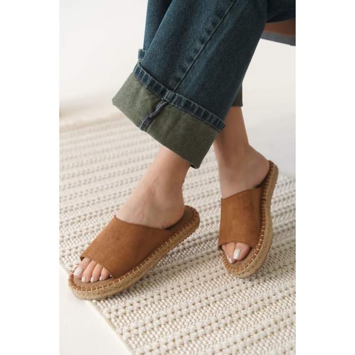 Grey Süet Taba Kadın Terlik