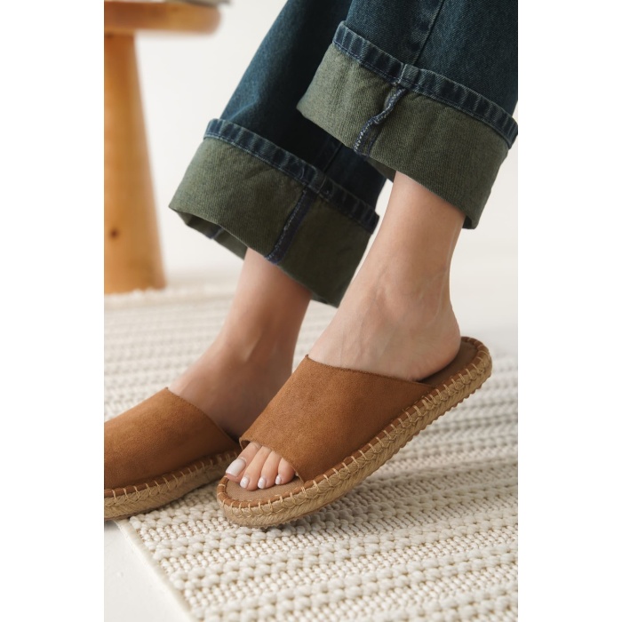 Grey Süet Taba Kadın Terlik