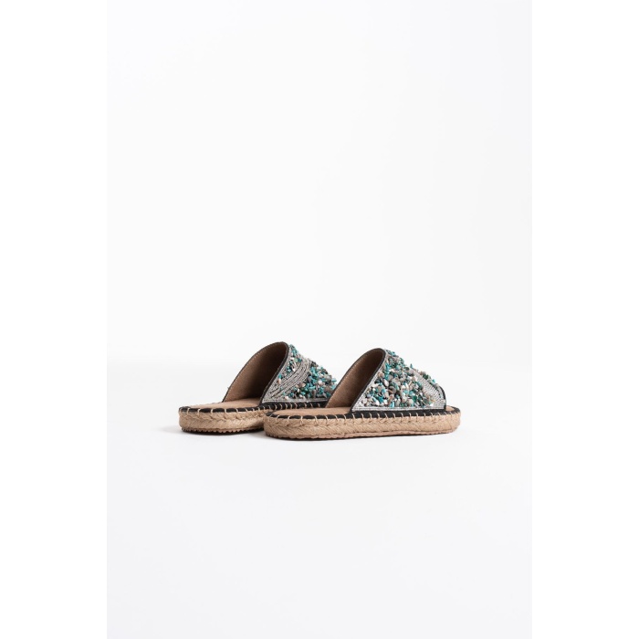 Dennis Kadın Siyah Taş İşlemeli Terlik