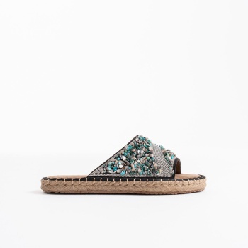 Dennis Kadın Siyah Taş İşlemeli Terlik