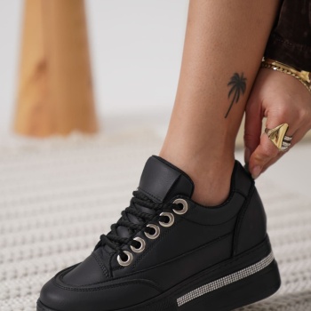 Alice Kadın Siyah Tabanlı Siyah Gizli Topuklu Sneaker