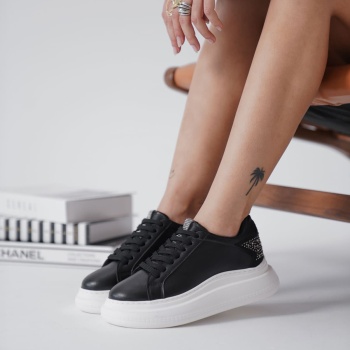 Grace Arkası Taşlı Siyah Kadın Sneaker