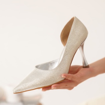 Angela Kadın Gümüş Özel Malzeme Topuklu Ayakkabı