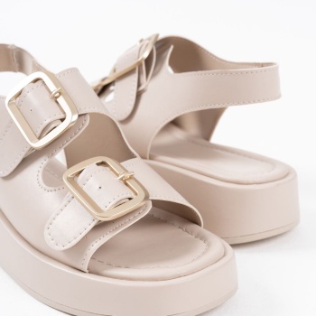 Shery Bej Cilt Sandalet