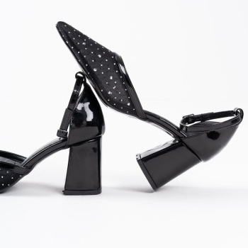 Borie Siyah Tekstil Kumaş Taşlı Kadın Topuklu Ayakkabı