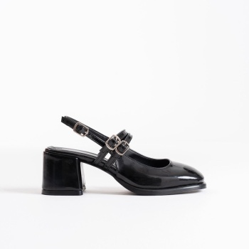 Faye Siyah Rugan Kadın Topuklu Ayakkabı