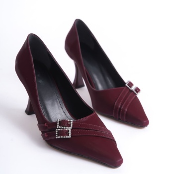 Maya Kadın Bordo Saten Topuklu Ayakkabı