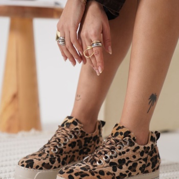 Alice Kadın Leopar Desenli Gizli Topuklu Sneaker