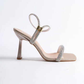 Destina Altın Taşlı Kadın Topuklu Sandalet