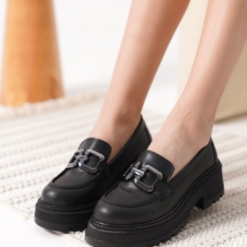 Terry Cilt Siyah Kadın Loafer