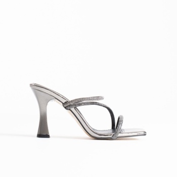 Capella Platin Taşlı Topuklu Kadın Terlik