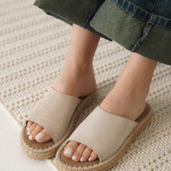 Grey Süet Bej Kadın Terlik