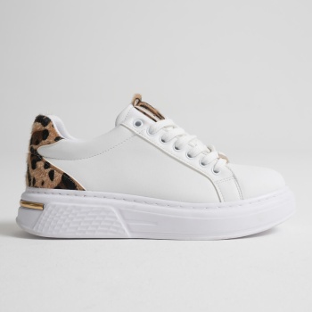 Vega Leopar Detaylı Beyaz Kadın Spor Ayakkabı
