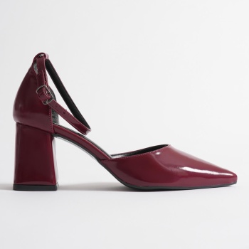 Doren Bordo Rugan Kadın Topuklu Ayakkabı
