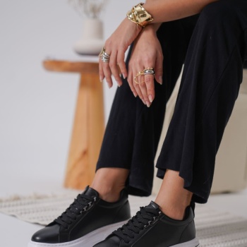 Nova Kadın Gümüş Detaylı Siyah Sneaker