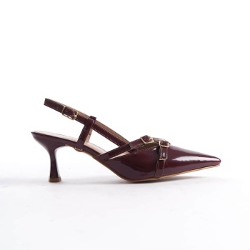 Perla Kadın Bordo Rugan Topuklu Ayakkabı
